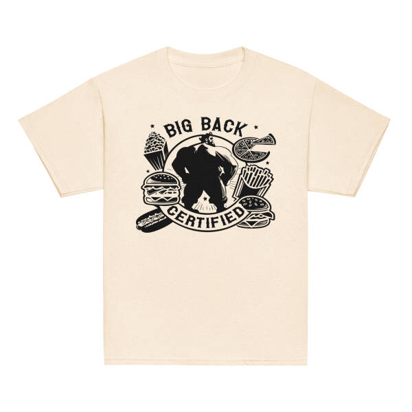 Big Back Certified apparel featuring bold, snack-inspired designs for food lovers and bold eaters, offering premium comfort and style while supporting school lunch programs